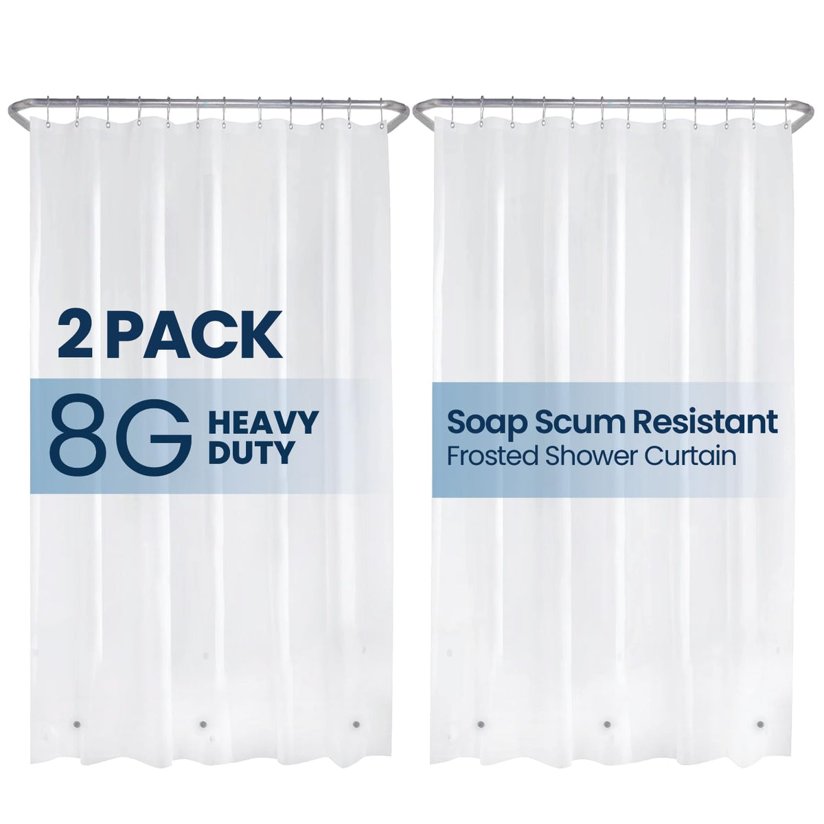 LiBa Shower Curtain PEVA 8G, 72x72 Inch Waterproof Frosted