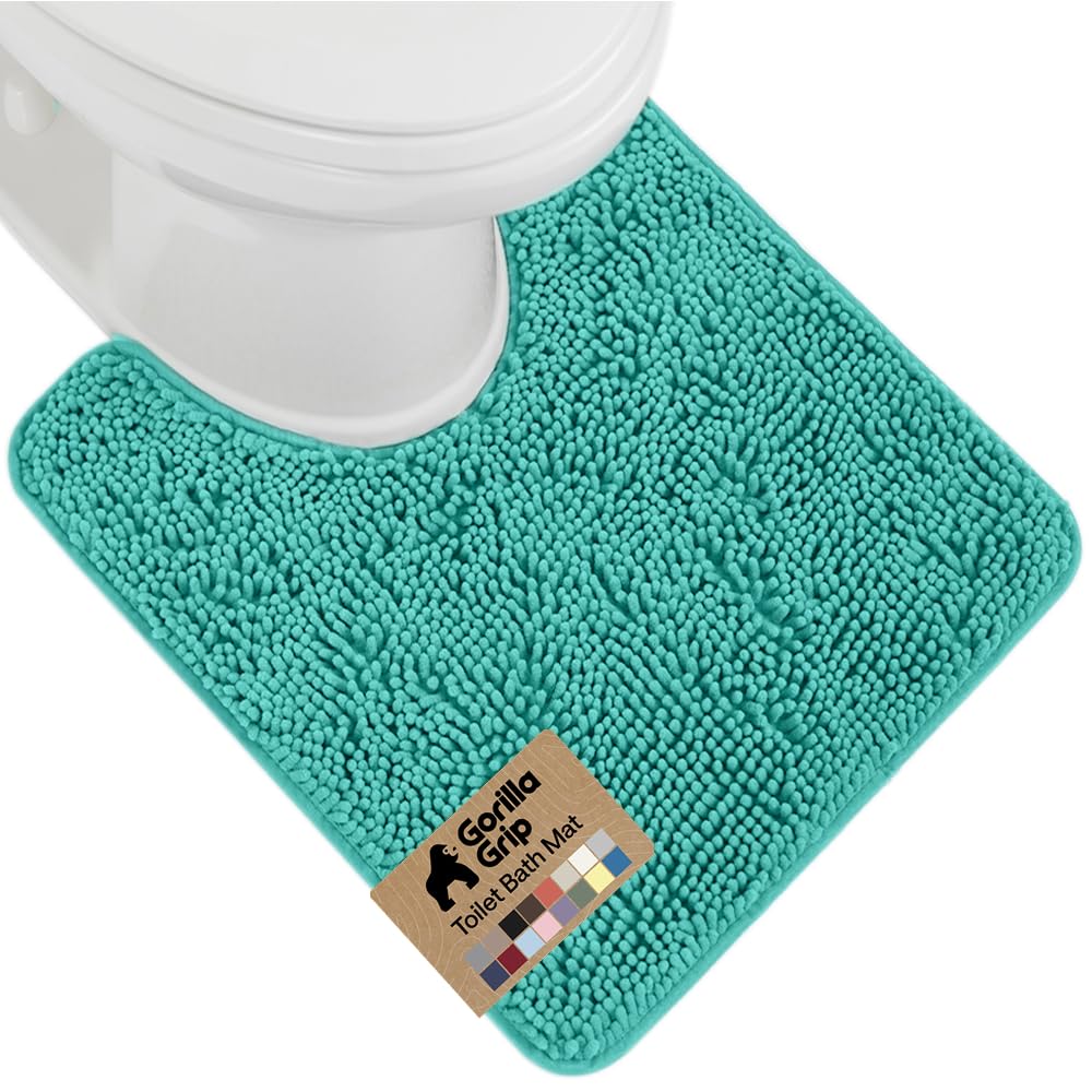 GORILLA GRIP Bath Rug Mat for Bathroom, Absorbent Chenille, 24x17 Blue