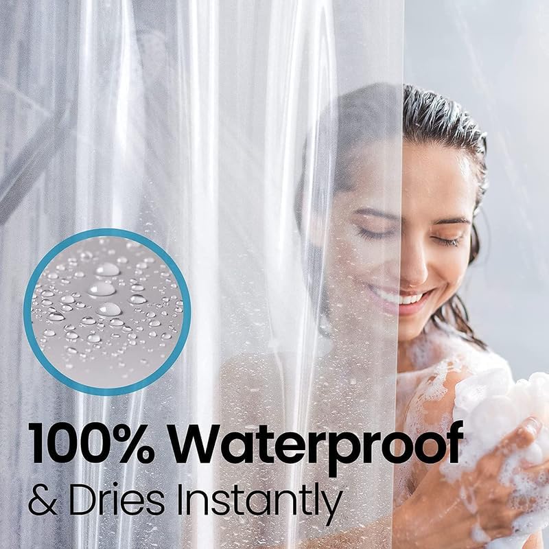 LiBa Shower Curtain PEVA 8G, 72x72 Inch Clear 2-Pack