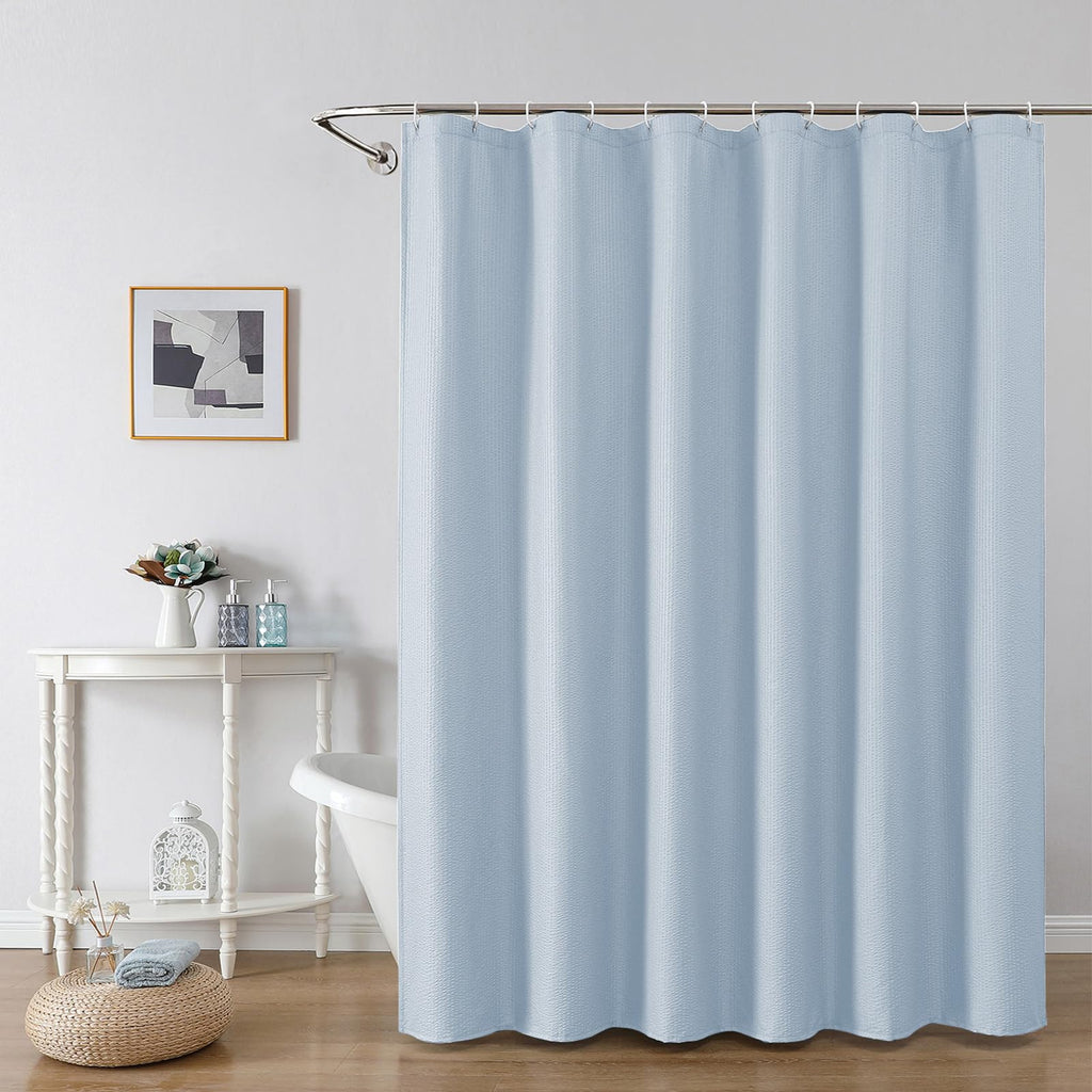 OWENIE White Shower Curtain for Bathroom 84 Inches Extra Long, Elegant 3D Embossed Textured Cloth Waffle Shower Curtain, Modern Luxury Hotel Style, Water Repellent, Machine Washable, 72X84, White