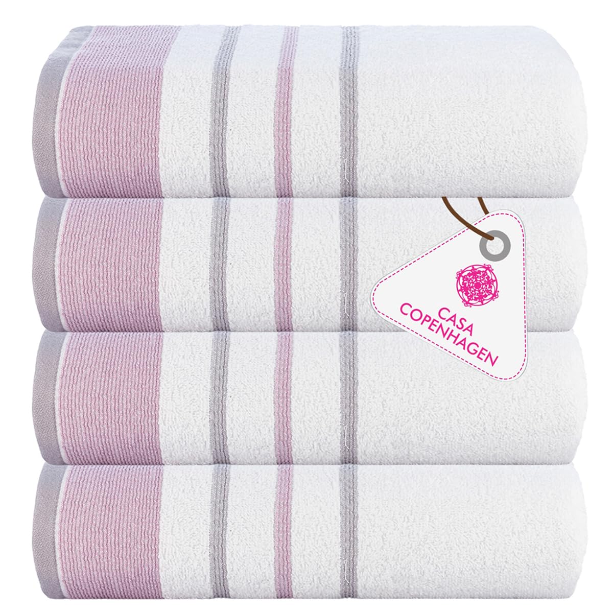CASA COPENHAGEN 6pcs Bathroom Towel Gift Set, 600GSM, Dark Black