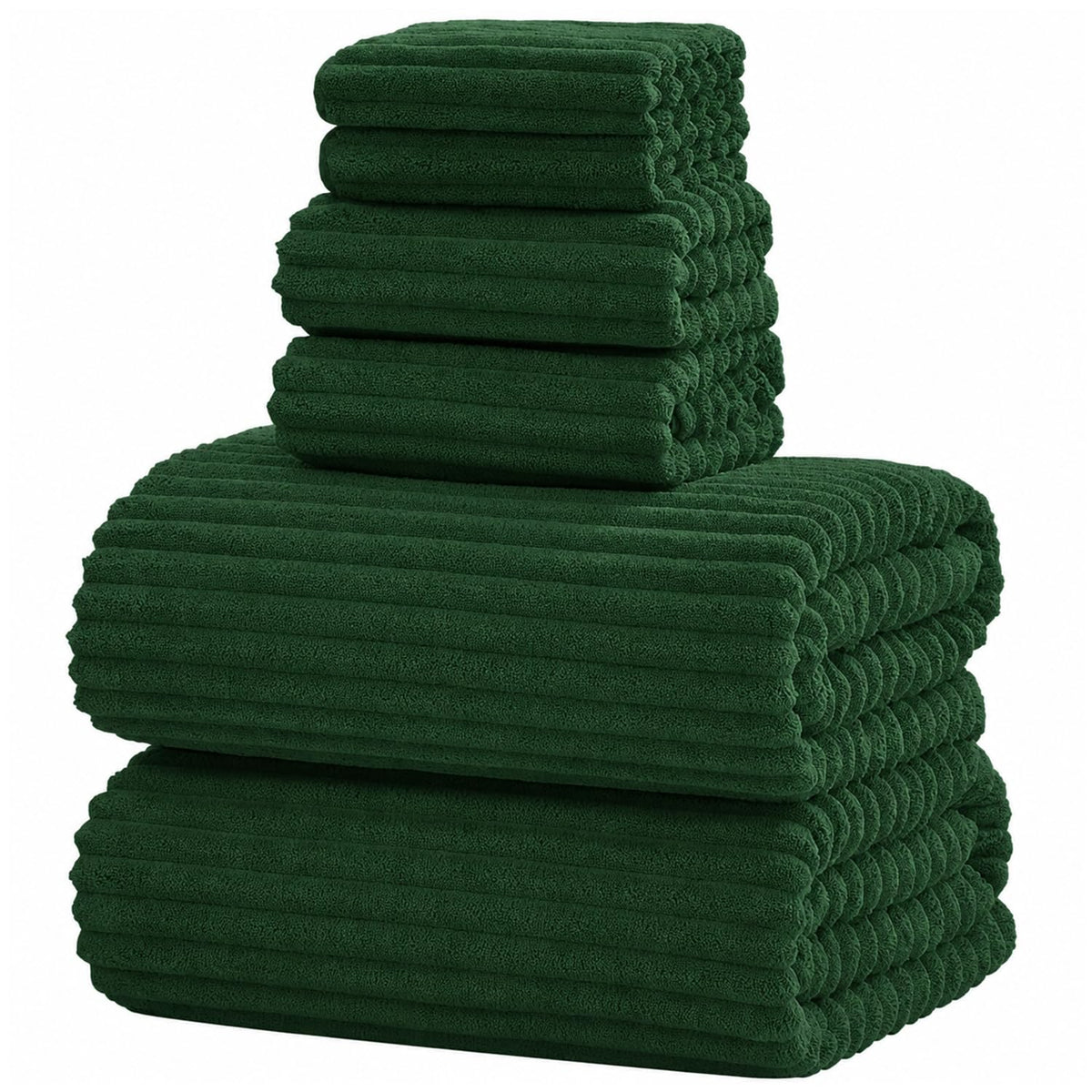 6 PC Bath Towel Set, 40"x80" Oversized Bath Sheets, Olive Green