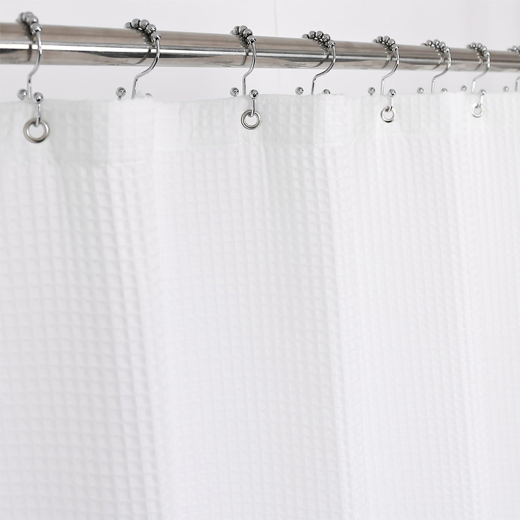 Barossa Design Waffle Weave Shower Curtain Fabric White, 72x72