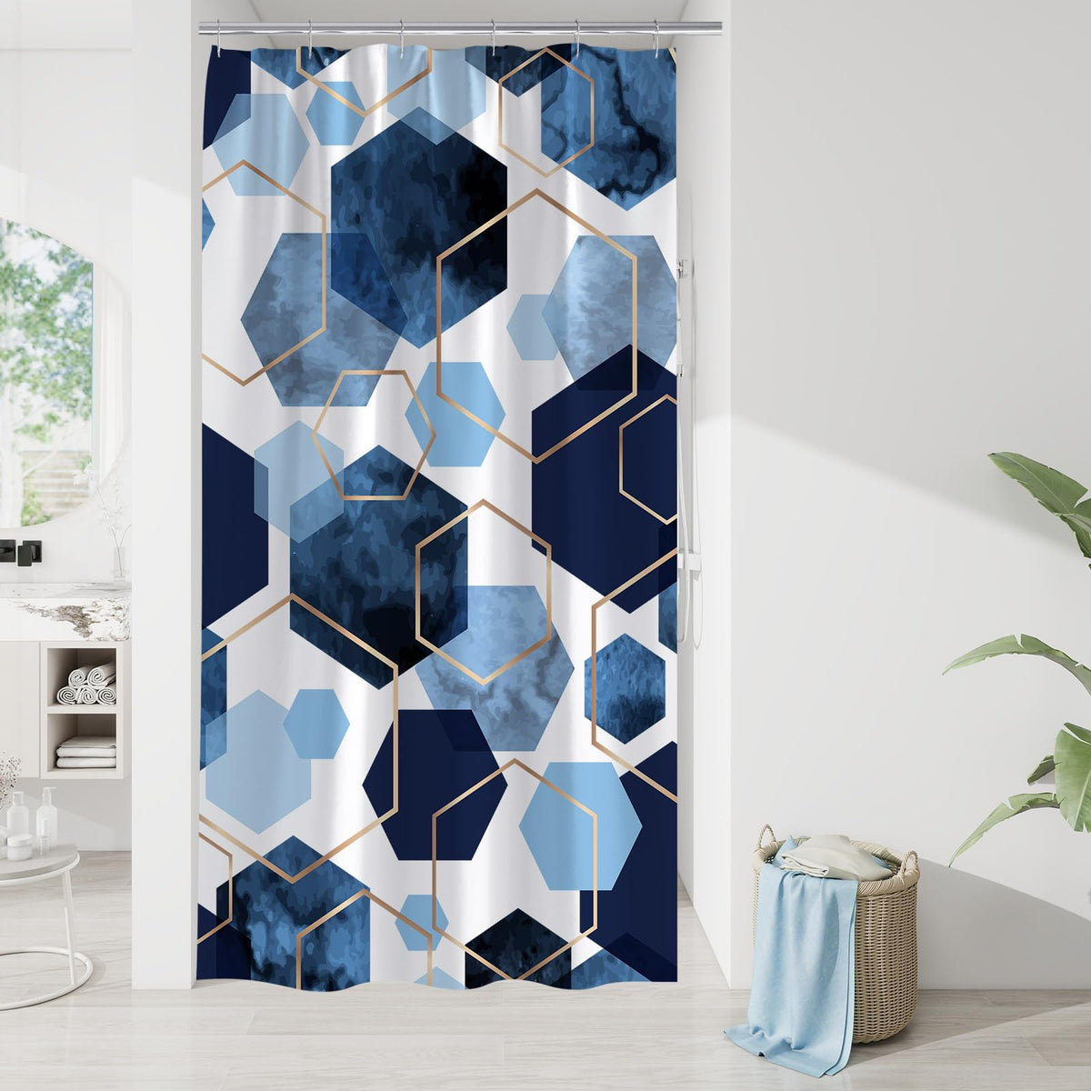 Litabel Brown Shower Curtain for Bathroom, Geometric Bathroom Decor 72x72