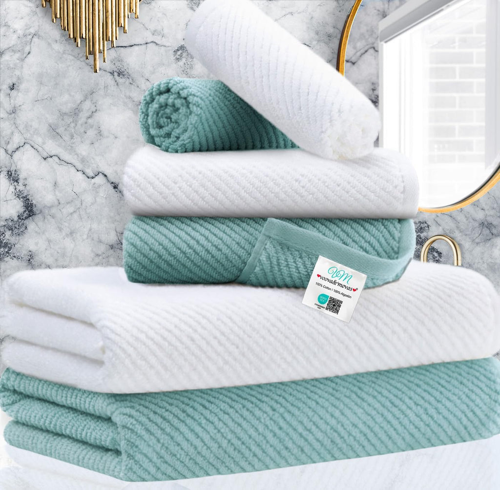 VOOVA & MOVAS Hand Towels for Barthroom, 18x28 in, Soft, Deep Turquoise