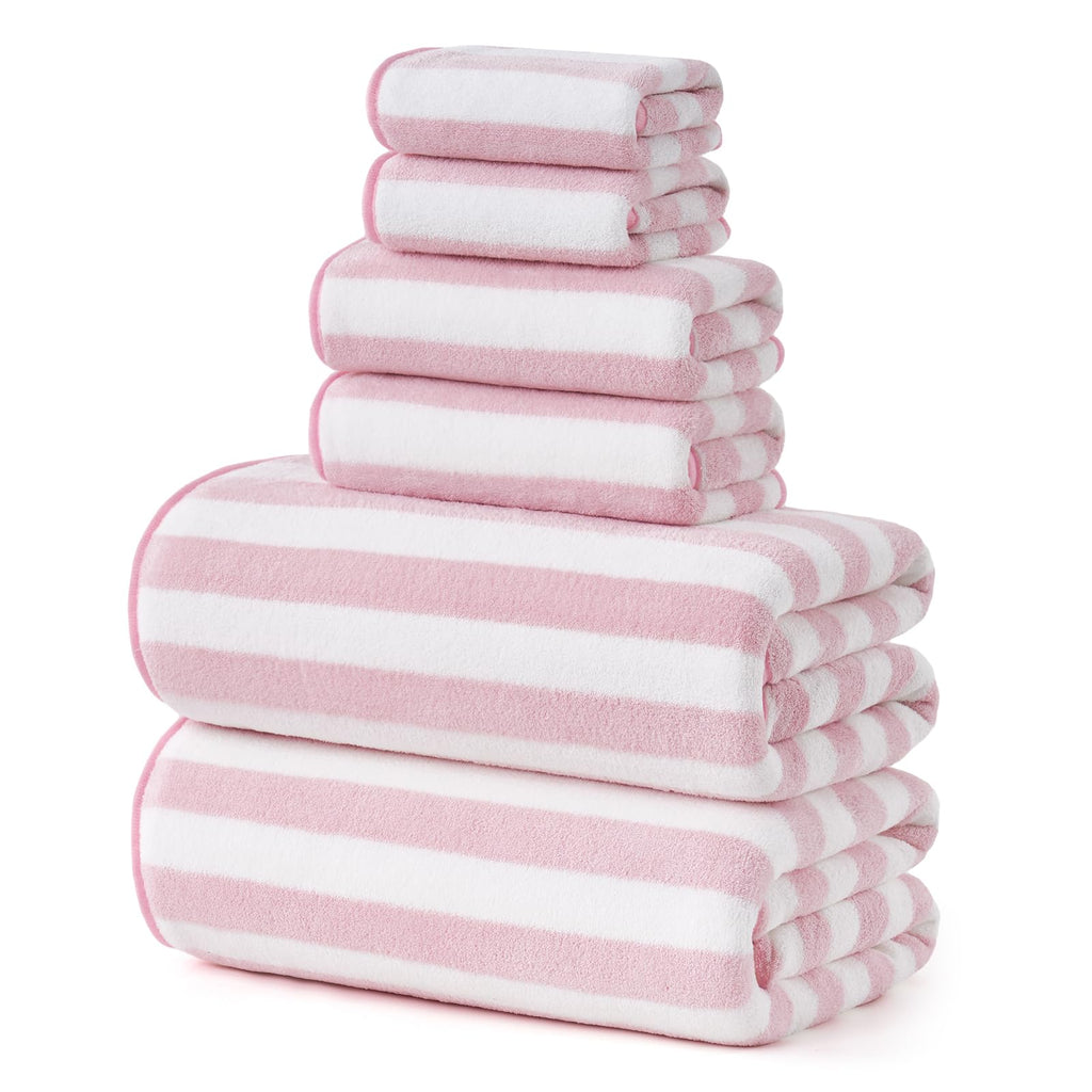 REDKISS 6-Piece Microfiber Bath Towel Set, Ultra Soft, Highly Absorbent & Quick Dry, 35x70 Inch Oversized, Gray Towels for Bathroom, Spa, Gym, 2 Bath 2 Hand 2 Washcloths