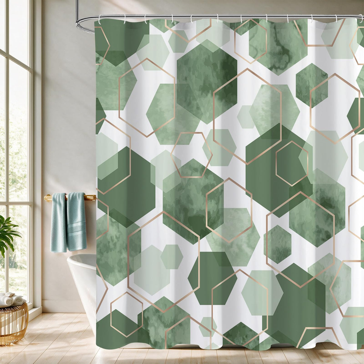 Litabel Brown Shower Curtain for Bathroom, Geometric Bathroom Decor 72x72