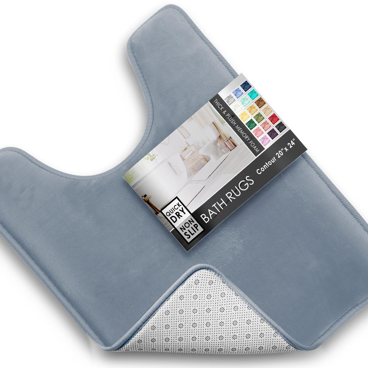 Clara Clark 3 Piece Bathroom Rugs Bath Mat Set, Velvet Memory Foam Bath Mats for Bathroom - Non-Slip, PVC Backing Bath Rugs, Washable - Dries Quickly, Green
