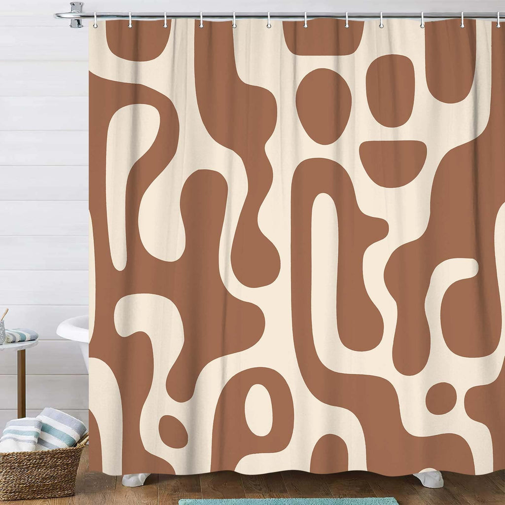 Bondjos Abstract Sage Green Shower Curtain,Boho Modern Geometric Line Art Decor,Abstract Minimalist Farmhouse Style Shower Curtain for Bathroom，Waterproof Polyester Fabric Bathroom Curtain,72x72 Inch