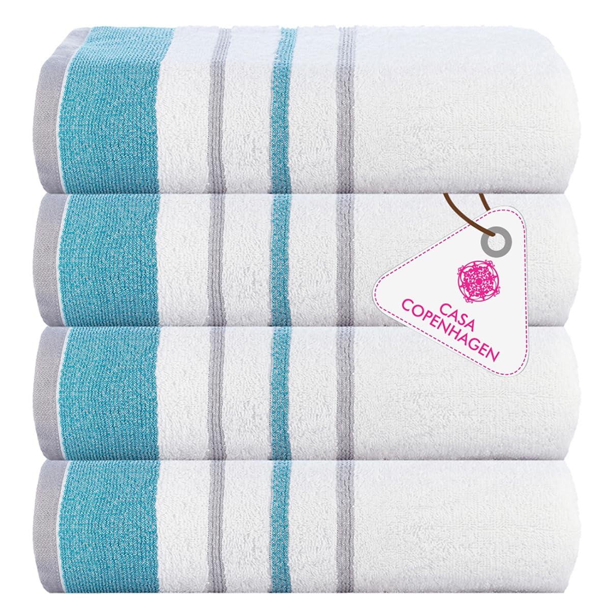 CASA COPENHAGEN 6pcs Bathroom Towel Gift Set, 600GSM, Dark Black