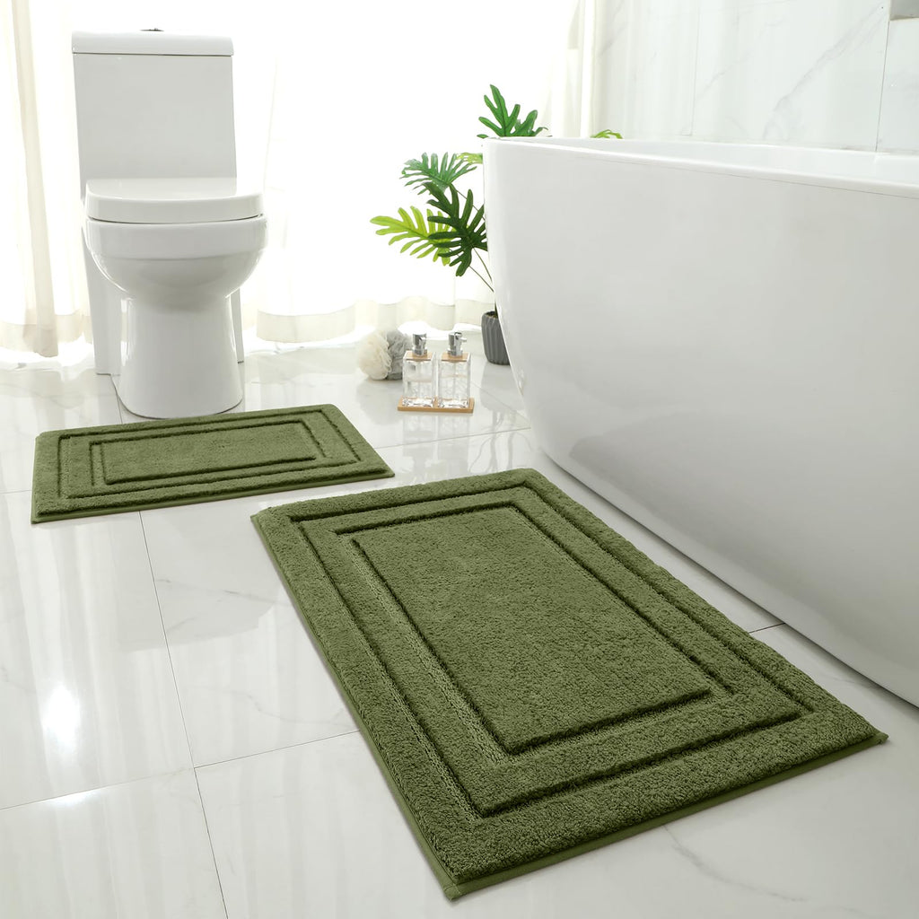 HOMEIDEAS Bathroom Rugs Sets 2 Piece, Super Soft and Absorbent Non Slip Microfiber Machine Washable Bath Mat Set (20" x 32" + 16" x 24", Brown)