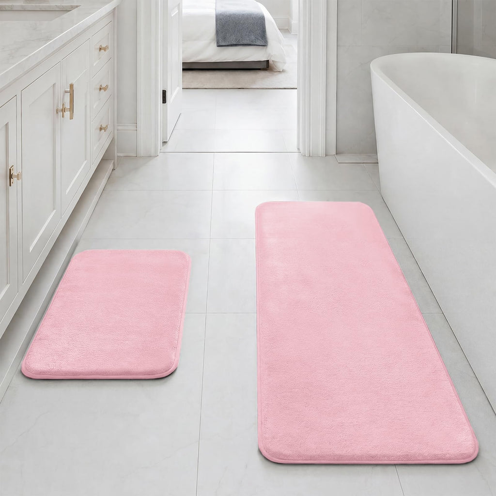 HUXMEYSON Bathroom Rugs Sets 3 Piece, Non-Slip & Quick Dry Bath Mat Set, Ultra Soft Velvet Bath Rugs for Bathroom, Toilet and Shower Floor, Grey