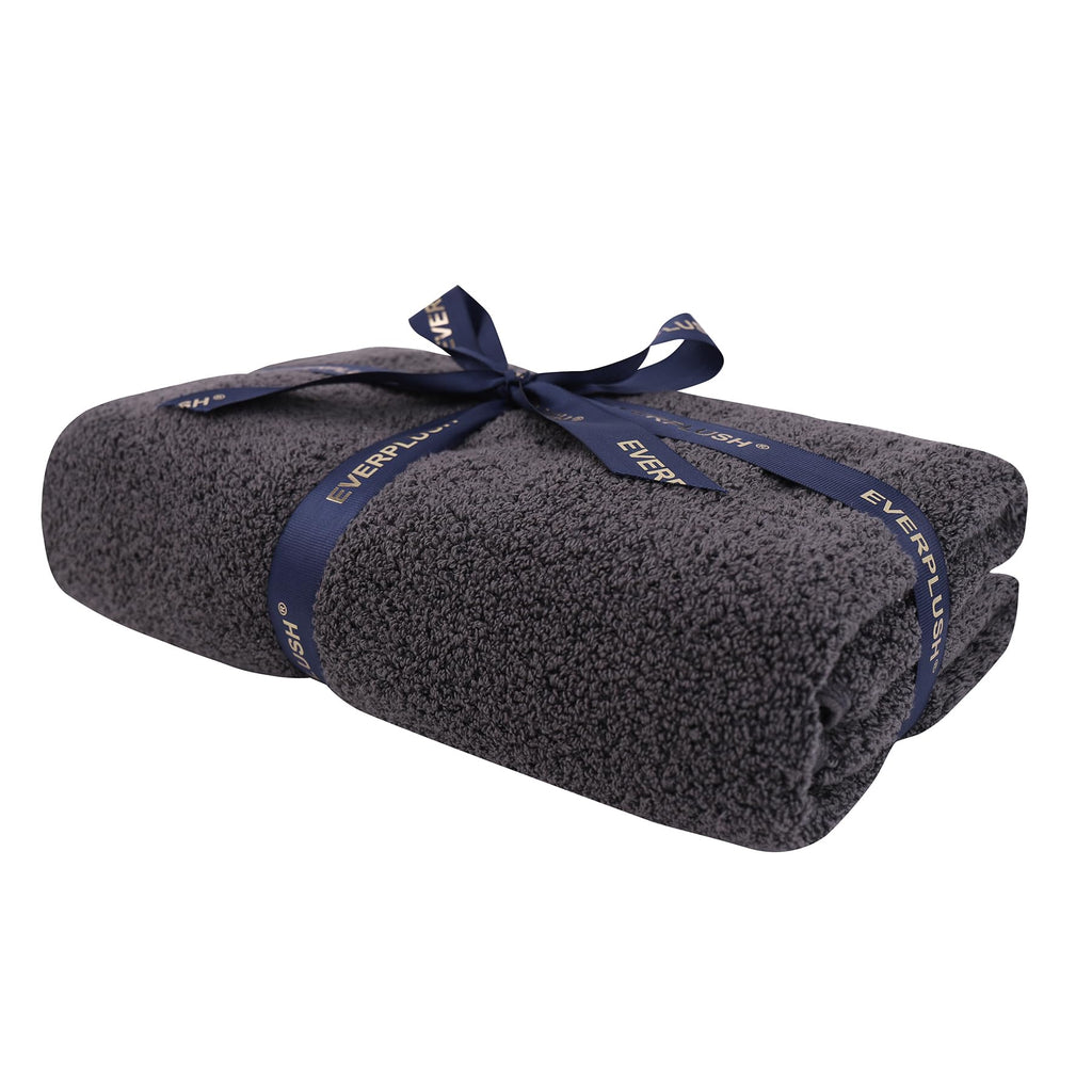 Everplush Diamond Jacquard 6 Pieces Bath Towel Set, Luxury Super Soft Oversized everplush Towels, Highly Absorbent Diamond Jacquard Quick Dry Bath Towel for Bathroom Grey Towel Set