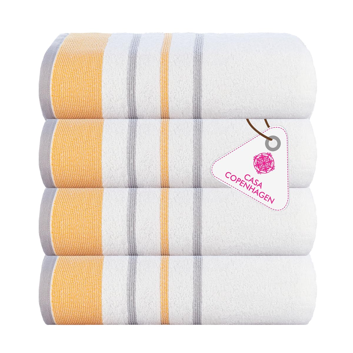 CASA COPENHAGEN 6pcs Bathroom Towel Gift Set, 600GSM, Dark Black