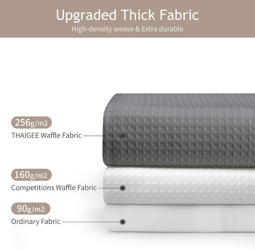 256GSM Grey Waffle Textured Shower Curtain, 72x72 Inch