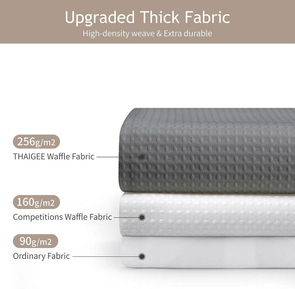 256GSM Grey Waffle Textured Shower Curtain, 72x72 Inch