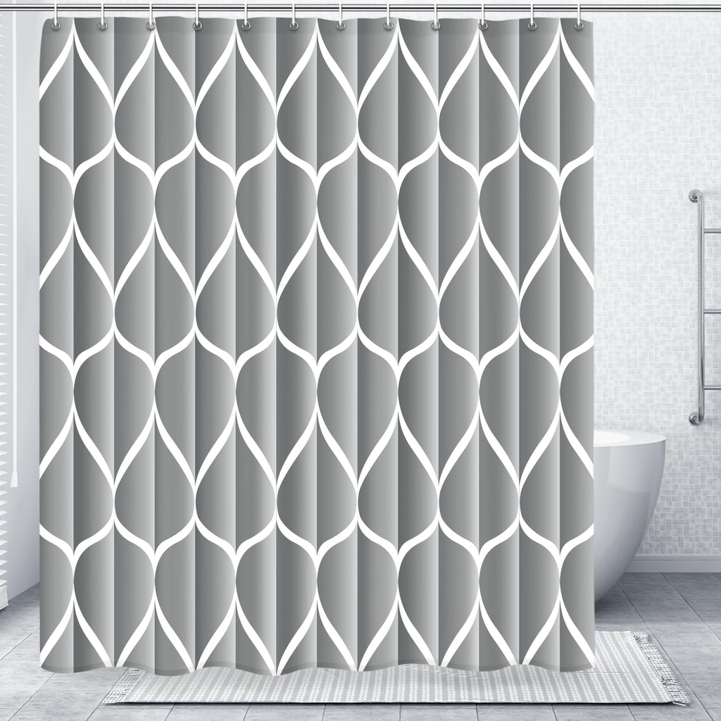 Gelbchu Grey Blend Geometric Shower Curtain for Bathroom, 72x72 Inch