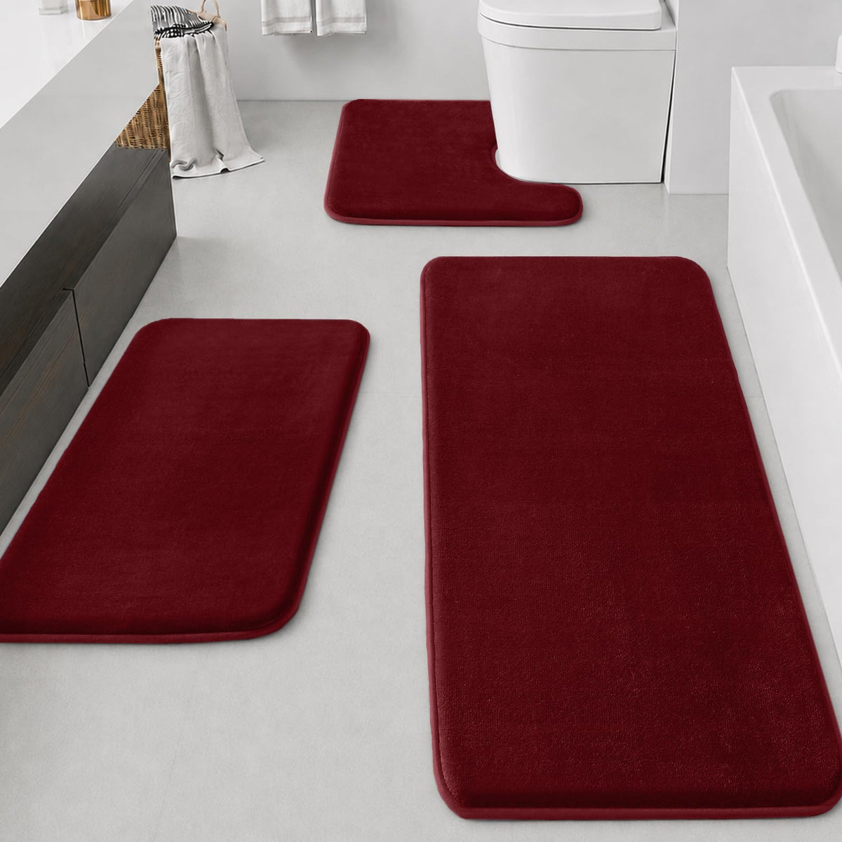 HUXMEYSON Bathroom Rugs Sets 2 Piece, Non-Slip & Quick Dry Bath Mat Set, Ultra Soft Velvet Bath Rugs for Bathroom, Toilet and Shower Floor, Navy