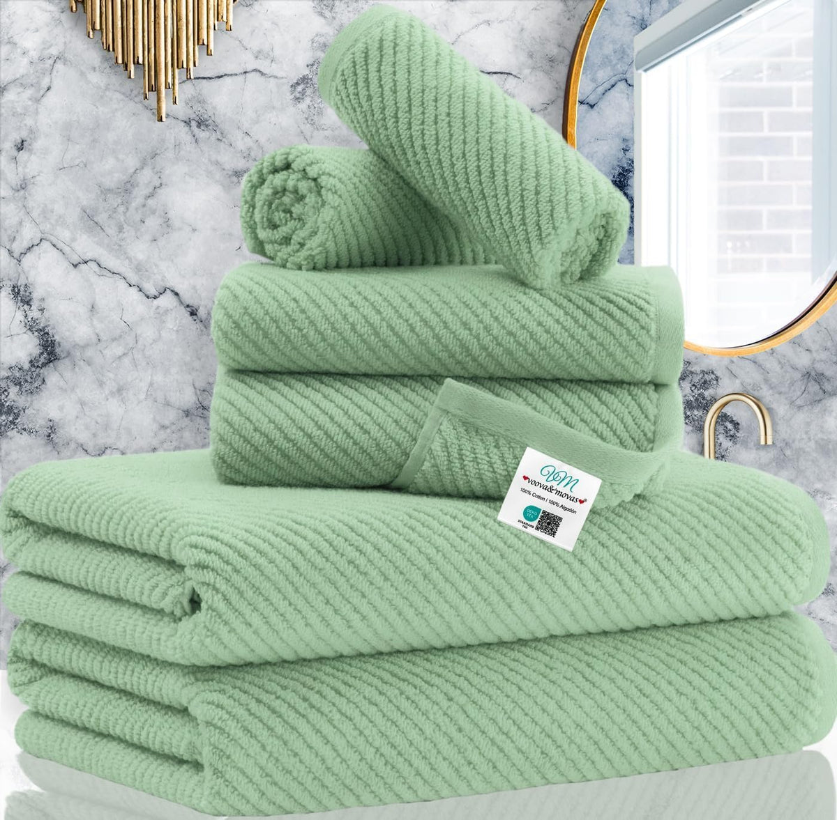 VOOVA & MOVAS Hand Towels for Barthroom, 18x28 in, Soft, Deep Turquoise