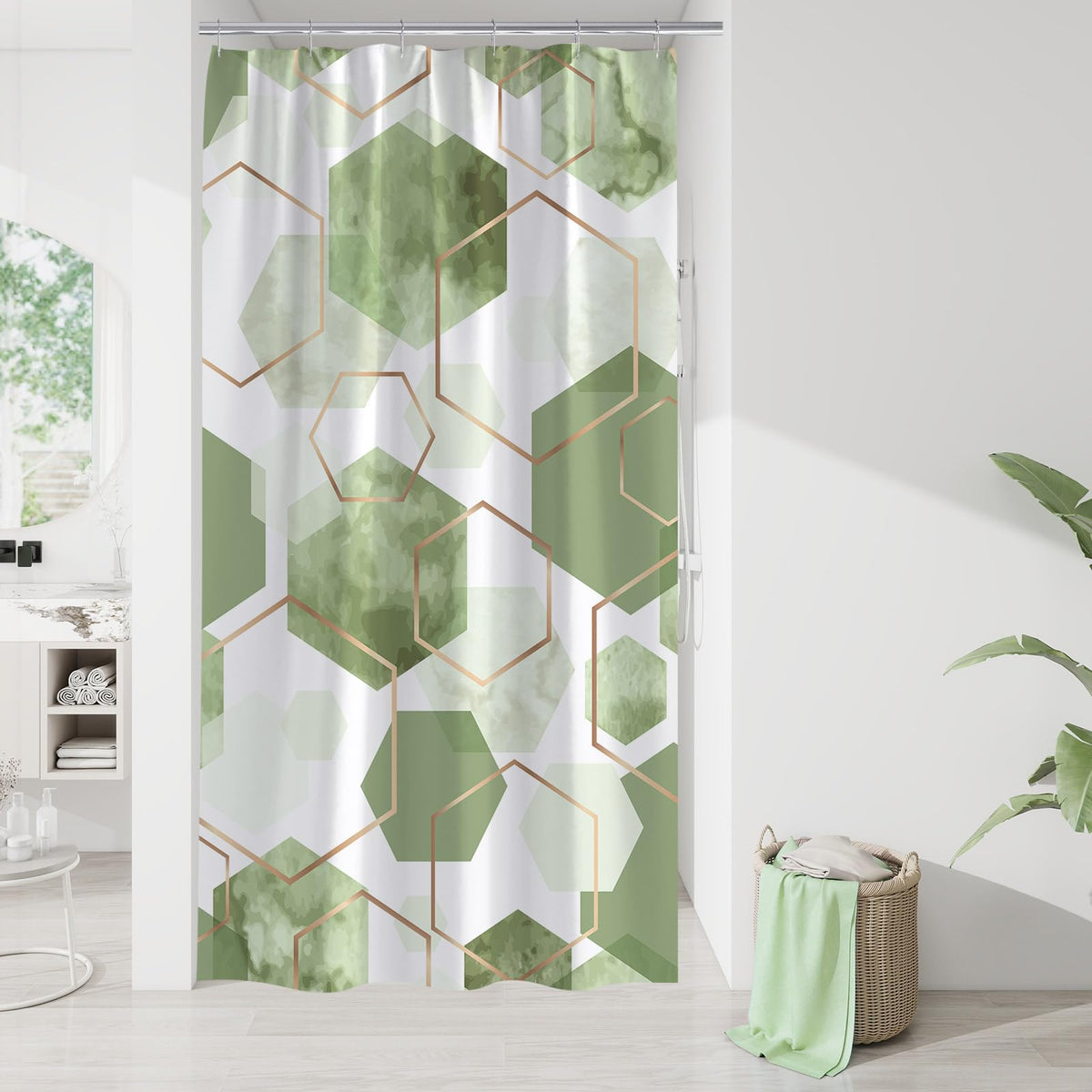 Litabel Brown Shower Curtain for Bathroom, Geometric Bathroom Decor 72x72