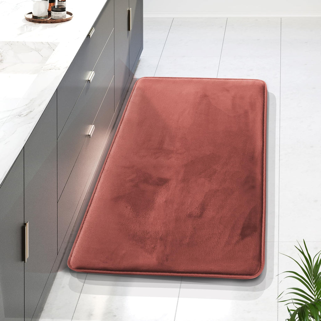 Clara Clark 3 Piece Bathroom Rugs Bath Mat Set, Velvet Memory Foam Bath Mats for Bathroom - Non-Slip, PVC Backing Bath Rugs, Washable - Dries Quickly, Green
