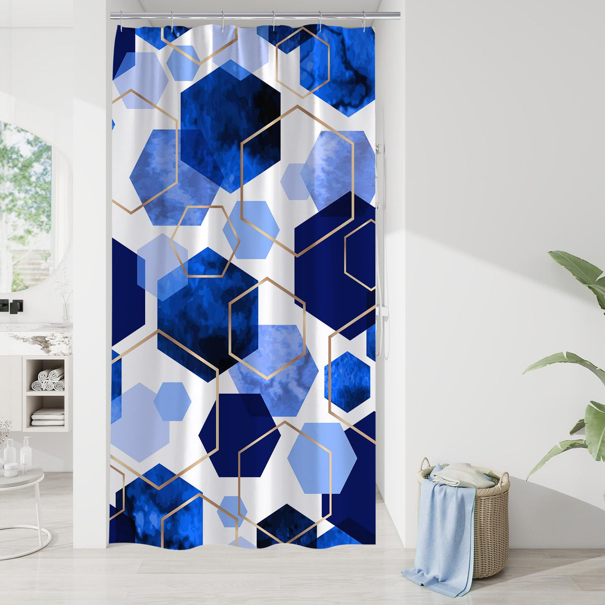 Litabel Brown Shower Curtain for Bathroom, Geometric Bathroom Decor 72x72