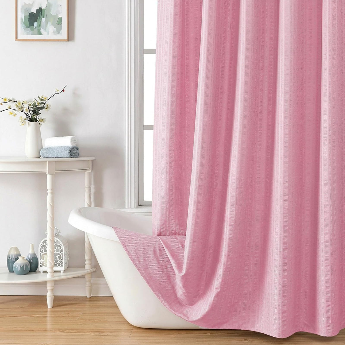 Aiyufeng Moga Navy Blue Fabric Shower Curtains for Bathroom - Blue Hotel Spa Polyester Cloth Bath Curtain with 12 Holes, 72x72, Machine Washable, Navy Blue