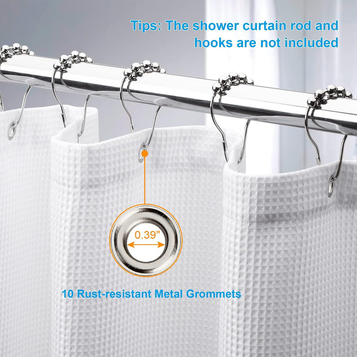 AmazerBath Stall Shower Curtain 60 x 72 Inches, Waffle Shower Curtain White, Fabric Shower Curtains Heavy Duty 240GSM, Hotel Quality Bathroom Shower Curtains