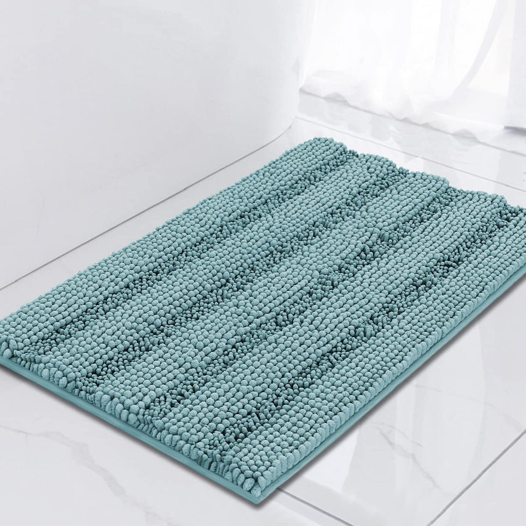 Turquoize Bathroom Runner Rug 17"x47", Soft Absorbent Chenille Bath Rug
