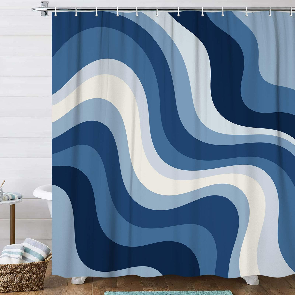 Bondjos Abstract Sage Green Shower Curtain,Boho Modern Geometric Line Art Decor,Abstract Minimalist Farmhouse Style Shower Curtain for Bathroom，Waterproof Polyester Fabric Bathroom Curtain,72x72 Inch