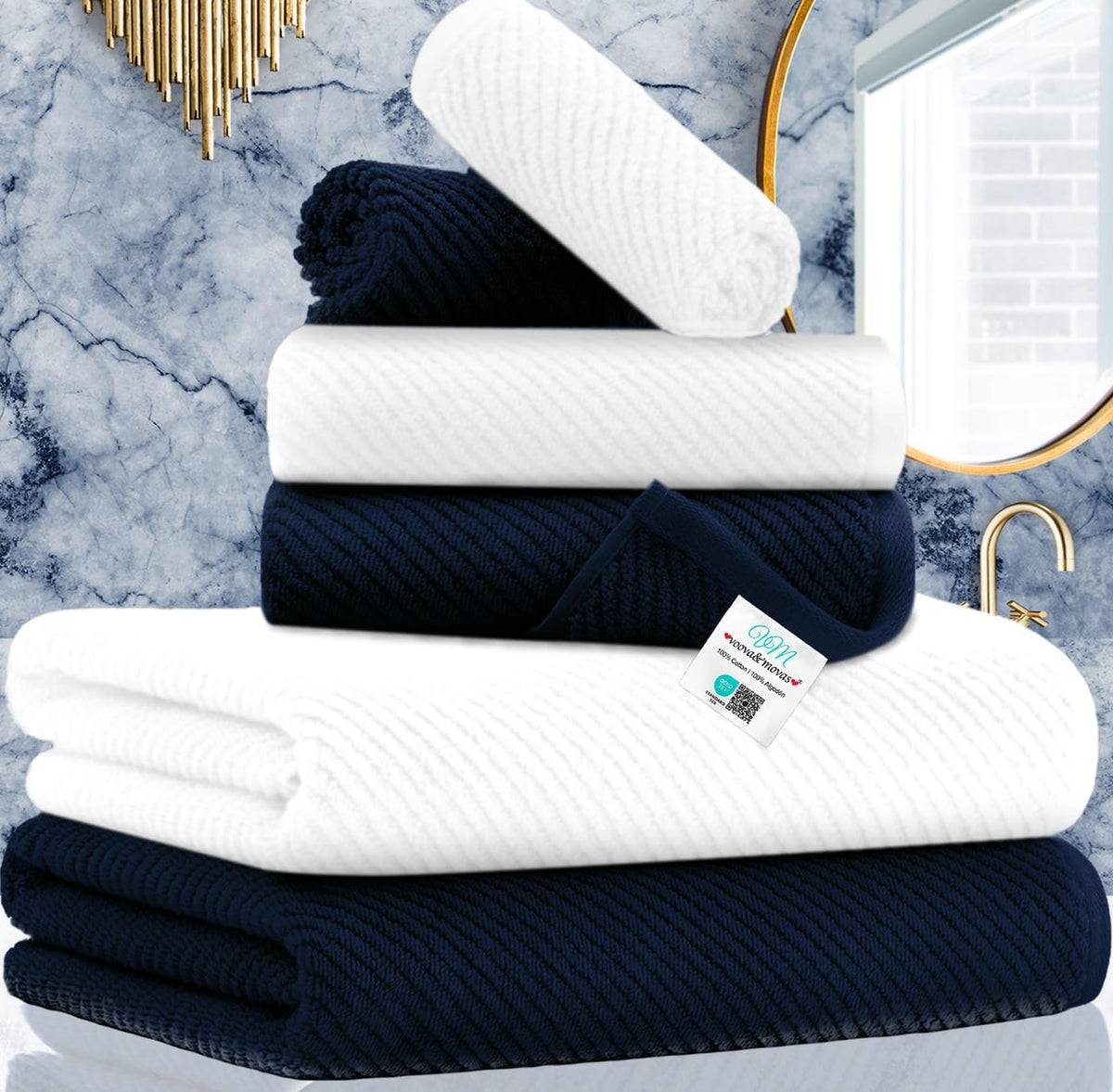 VOOVA & MOVAS Hand Towels for Barthroom, 18x28 in, Soft, Deep Turquoise