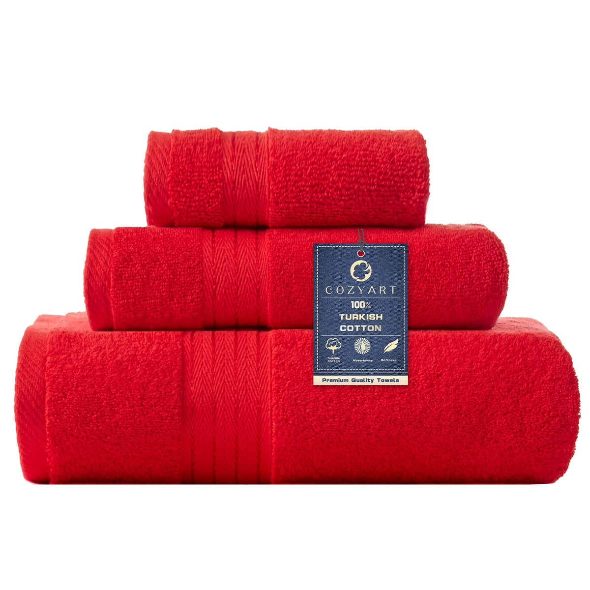 COZYART Luxury Bath Towel Set 6 Pcs, Burnt Orange 100% Turkish Cotton
