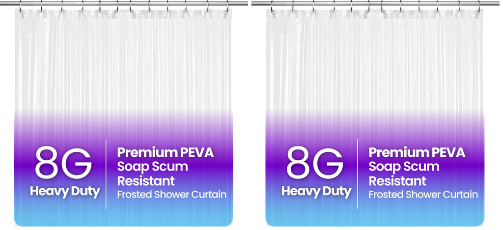 LiBa Shower Curtain PEVA 8G, 72x72 Inch Clear 2-Pack