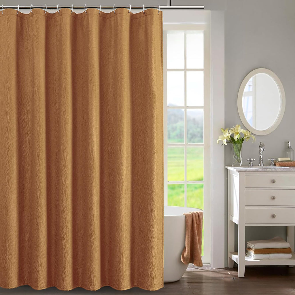 OWENIE White Shower Curtain for Bathroom 84 Inches Extra Long, Elegant 3D Embossed Textured Cloth Waffle Shower Curtain, Modern Luxury Hotel Style, Water Repellent, Machine Washable, 72X84, White