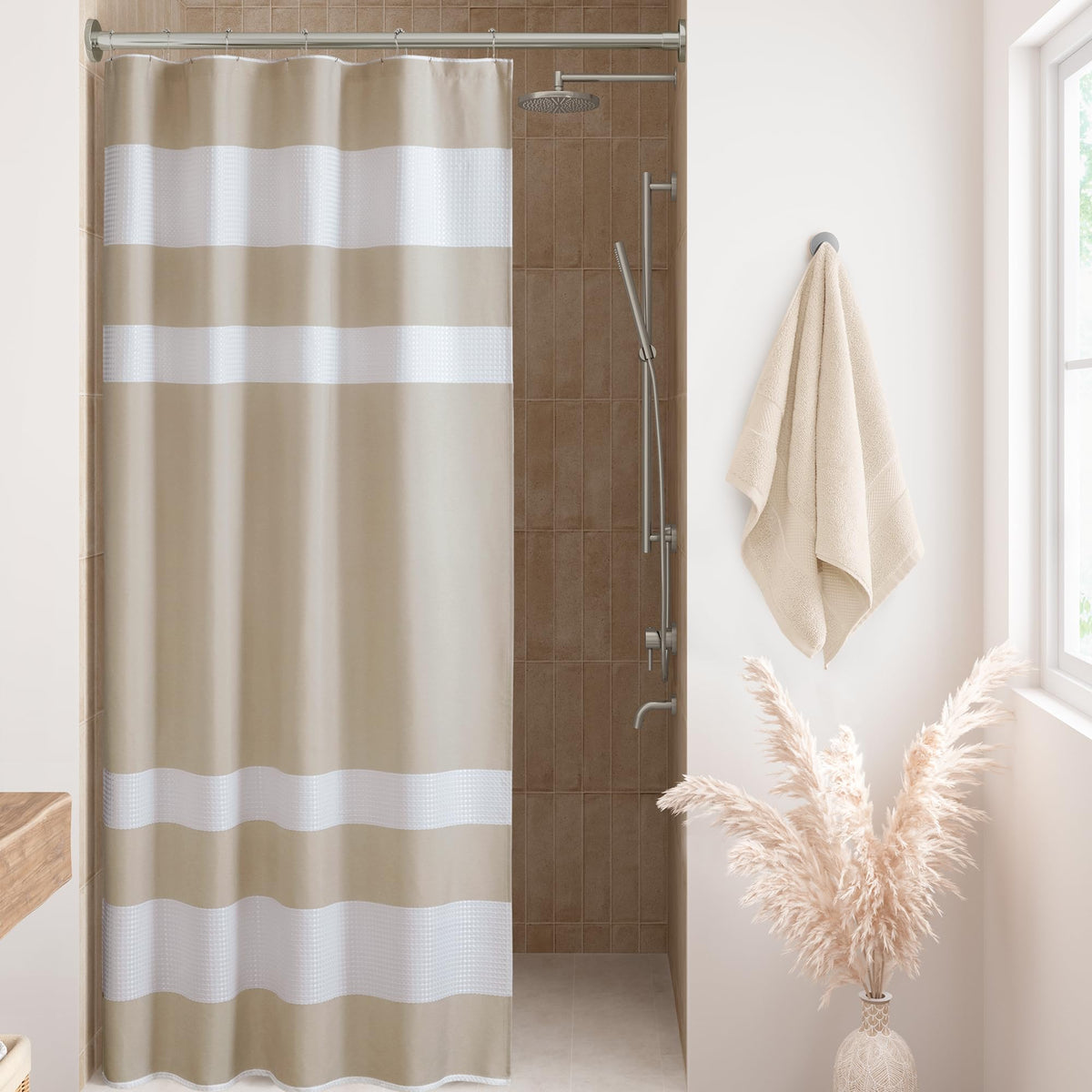 Madison Park Spa Waffle Shower Curtain for Bathroom, 72 x 72, Sage Green