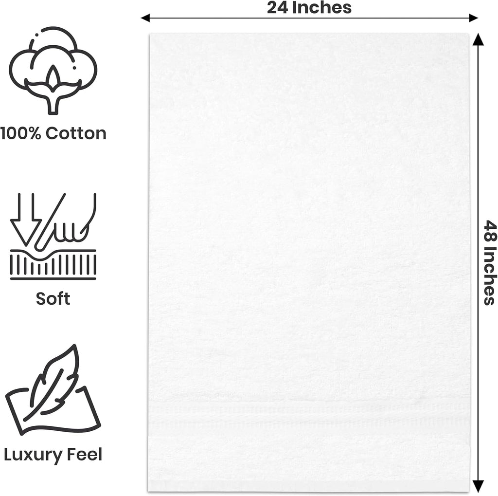 Bath Towels Pack of 6 – 24" x 48" – 100% Cotton Terry, Soft, Quick-Dry & Highly Absorbent – Navy Blue Towels for Bathroom, Spa, Gym, Hotel, Pool & Everyday Use