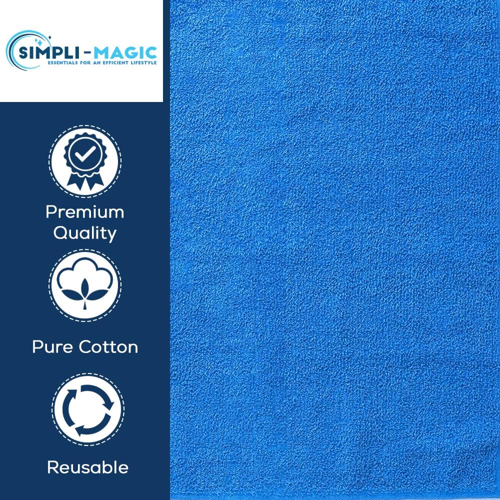 Simpli-Magic Cotton Hand Towels, 12 Pack, 16” x 27”, Blue