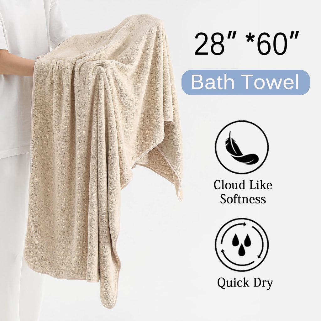Hailea Luxury Bath Towels Set - 12 Piece (4 Large Bath Towels,4 Hand Towels,4 Washcloths), 100% Microfiber,Extra Absorbent Super Soft & Quick Dry,Complete Family Pack for Bathroom Gym Pool,Camel