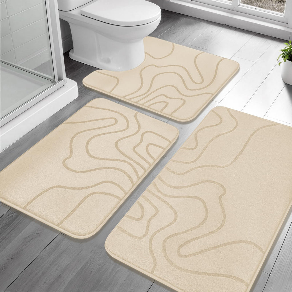YIHOUSE Memory Foam Bathroom Rugs Sets 2 Piece, 17"x24"+20"x46", Dark Grey