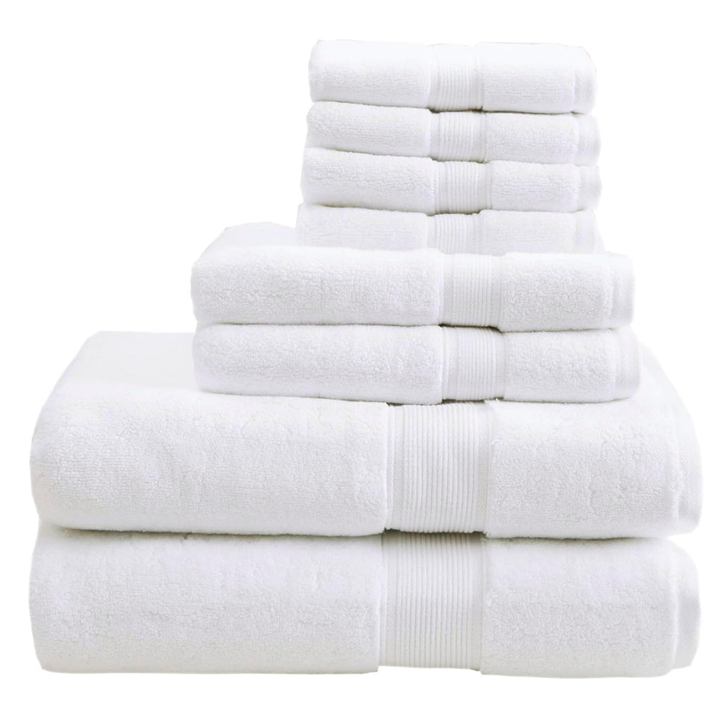 Madison Park 800GSM 100% Cotton Bathroom Bath Towel Set of 8, Cream