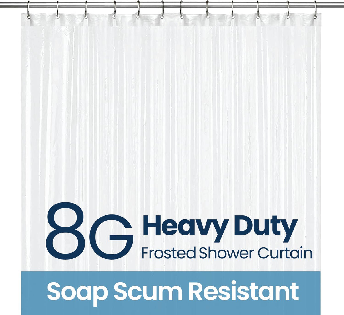 LiBa Shower Curtain PEVA 8G, 72x72 Inch Clear 2-Pack