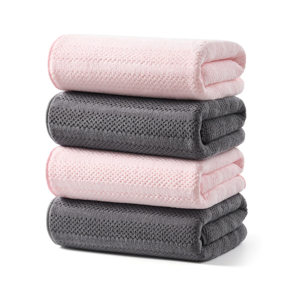 ecolook Microfiber Bath Towels Set of 4, 31 x 63 Inch Extra Large Bath Towel Set, Super Soft & Highly Absorbent, Quick Dry Lightweight Towels for Bathroom, Gym, Spa, Pool & Travel, Gray