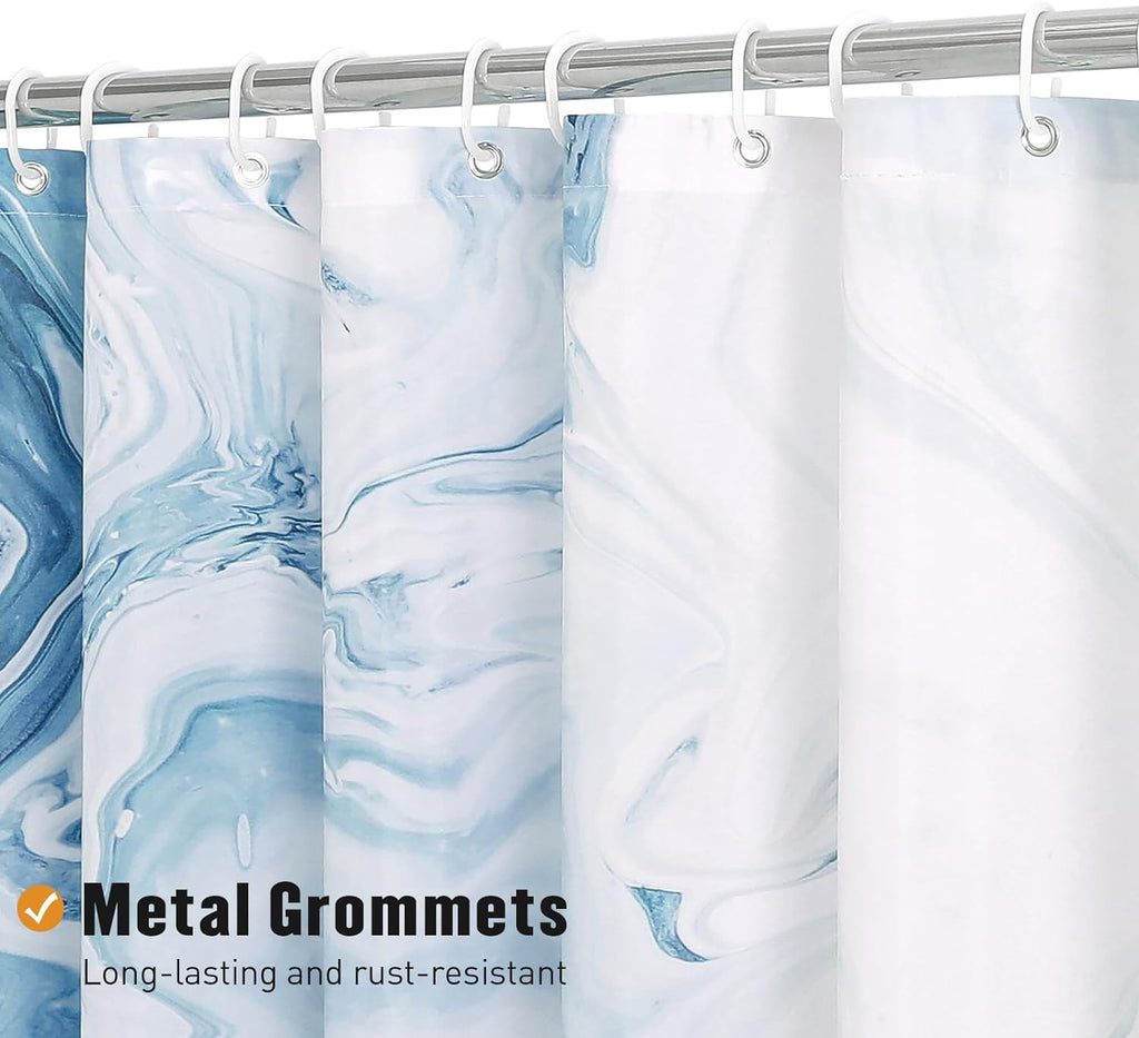 Blue Marble Fabric Shower Curtain, Abstract Watercolor, 72 x 72 Inches