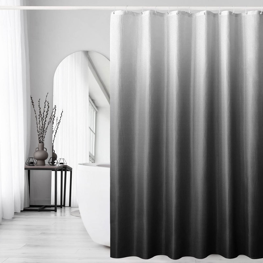 Gibelle Black Cloth-Textured Shower Curtain, Hotel Style, 72x72