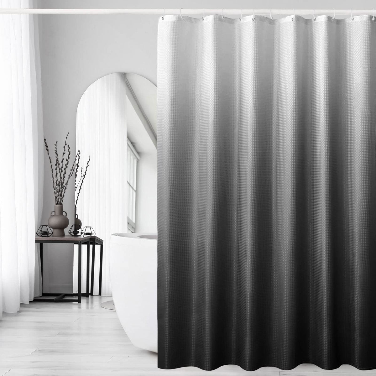 Gibelle Black Cloth-Textured Shower Curtain, Hotel Style, 72x72