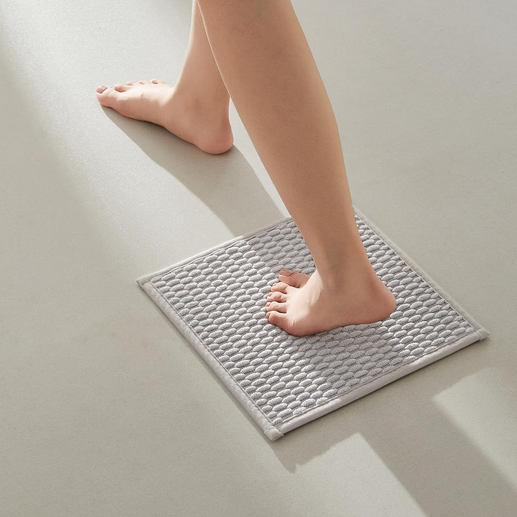 TYUU Bathroom Rugs Non Slip Washable, Super Absorbent Thin Bath Mat Small Quick Dry Low Pile Bathroom Rug, Dark Grey 16"x24"