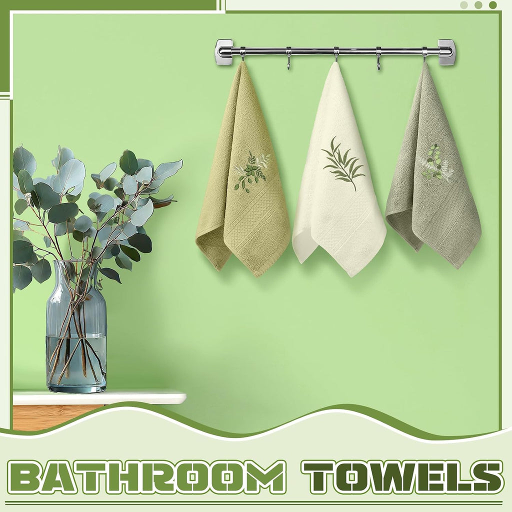 Tingjoo 3 Pcs Eucalyptus Leaves Hand Towels Farmhouse Fingertip Bath Towels