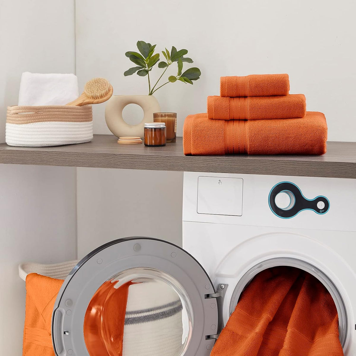 COZYART Luxury Bath Towel Set 6 Pcs, Burnt Orange 100% Turkish Cotton