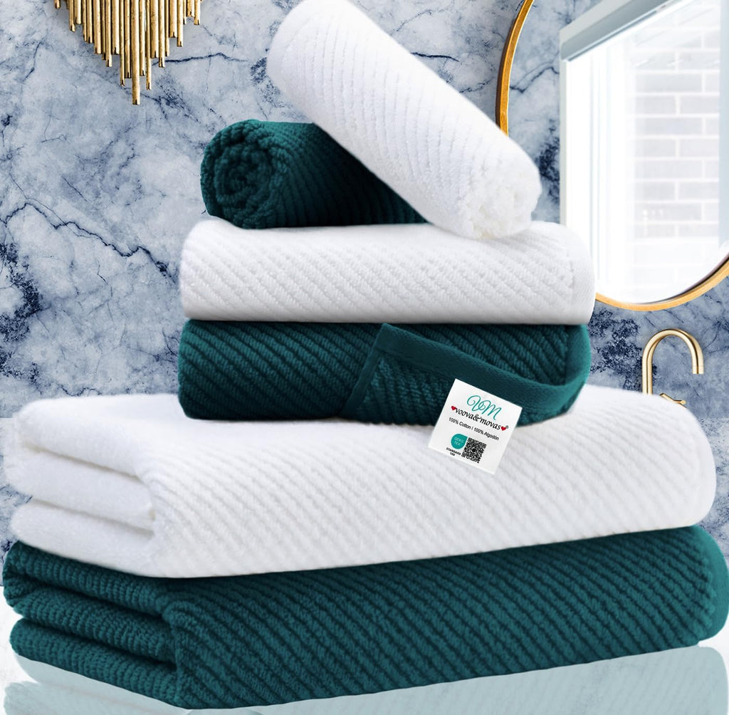 VOOVA & MOVAS Hand Towels for Barthroom, 18x28 in, Soft, Deep Turquoise