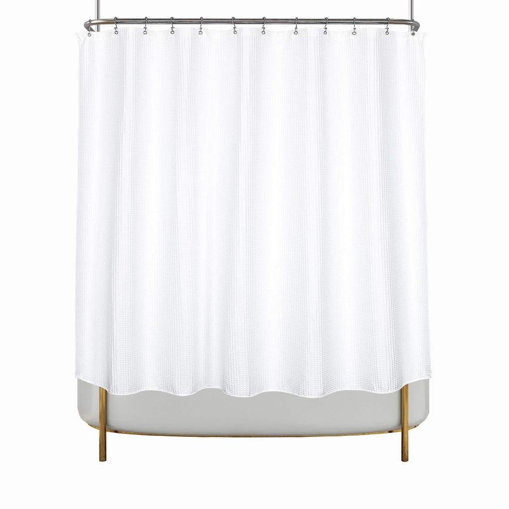 Barossa Design Waffle Weave Shower Curtain Fabric White, 72x72
